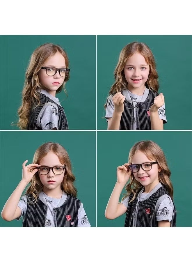 Kids Blue Light Blocking Glasses Anti-Glare Anti-UV Mobile TV Silicone Glasses for Boys Girls 3-12 Years Old Children's Blue Light Blocking Glasses Black - Image 4